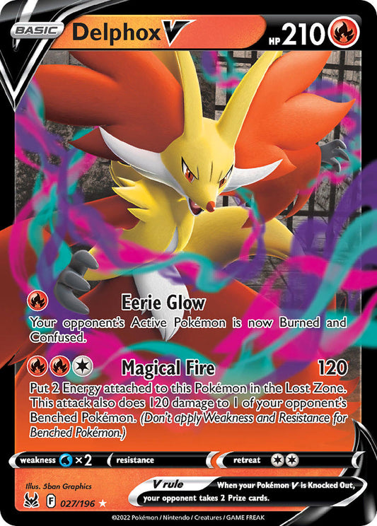 Delphox V | Lost Origin | Sword & Shield | 27/196 | New Mint | Holo Rare V