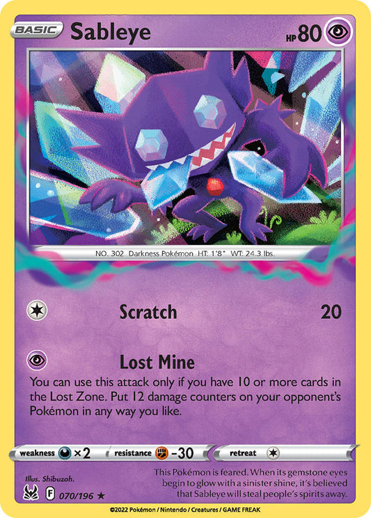 Sableye | Lost Origin | Sword & Shield | 70/196 | New Mint | Rare Holo