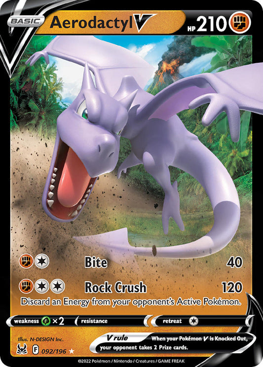 Aerodactyl V | Lost Origin | Sword & Shield | 92/196 | New Mint | Holo Rare V