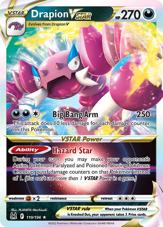 Drapion VSTAR | Lost Origin | Sword & Shield | 119/196 | New Mint | Holo Rare VSTAR