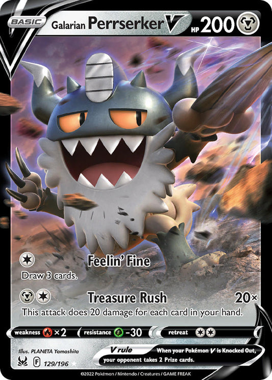 Galarian Perrserker V | Lost Origin | Sword & Shield | 129/196 | New Mint | Holo Rare V