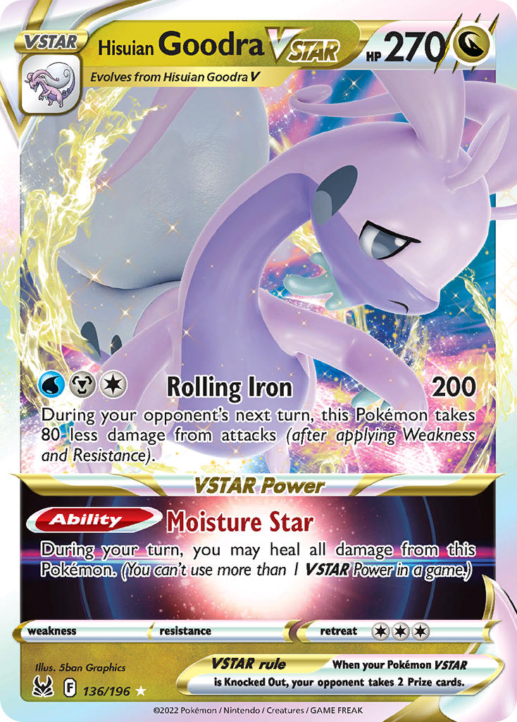 Hisuian Goodra VSTAR | Lost Origin | Sword & Shield | 136/196 | New Mint | Holo Rare VSTAR