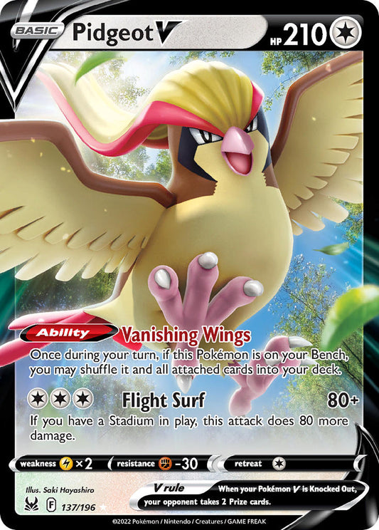 Pidgeot V | Lost Origin | Sword & Shield | 137/196 | New Mint | Holo Rare V