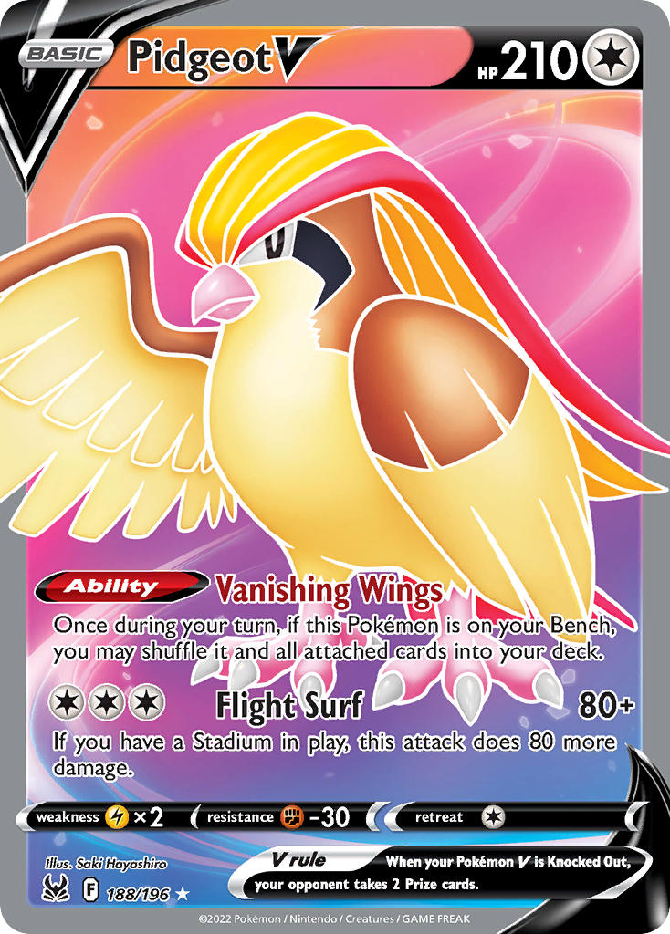 Pidgeot V | Lost Origin | Sword & Shield | 188/196 | New Mint | Ultra Rare