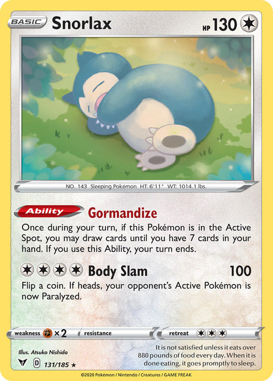 Snorlax | Vivid Voltage | Sword & Shield | 131/185 | New Mint | Rare Holo