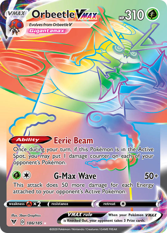 Orbeetle VMAX | Vivid Voltage | Sword & Shield | 186/185 | New Mint | Rainbow Rare
