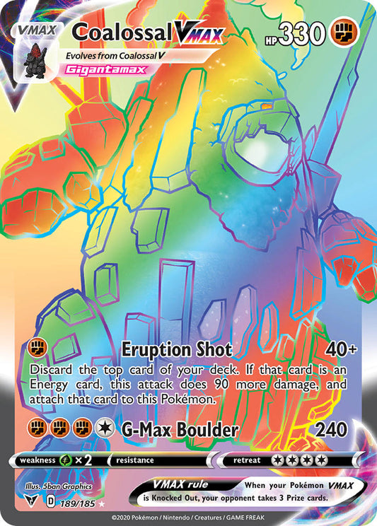 Coalossal VMAX | Vivid Voltage | Sword & Shield | 189/185 | New Mint | Rainbow Rare