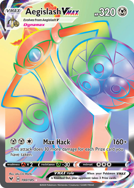 Aegislash VMAX | Vivid Voltage | Sword & Shield | 190/185 | New Mint | Rainbow Rare