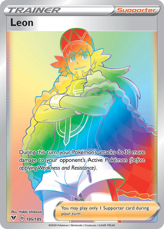 Leon | Vivid Voltage | Sword & Shield | 195/185 | New Mint | Rainbow Rare
