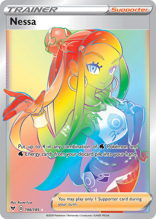 Nessa | Vivid Voltage | Sword & Shield | 196/185 | New Mint | Rainbow Rare