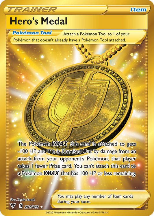 Hero’s Medal | Vivid Voltage | Sword & Shield | 201/185 | New Mint | Rare Secret