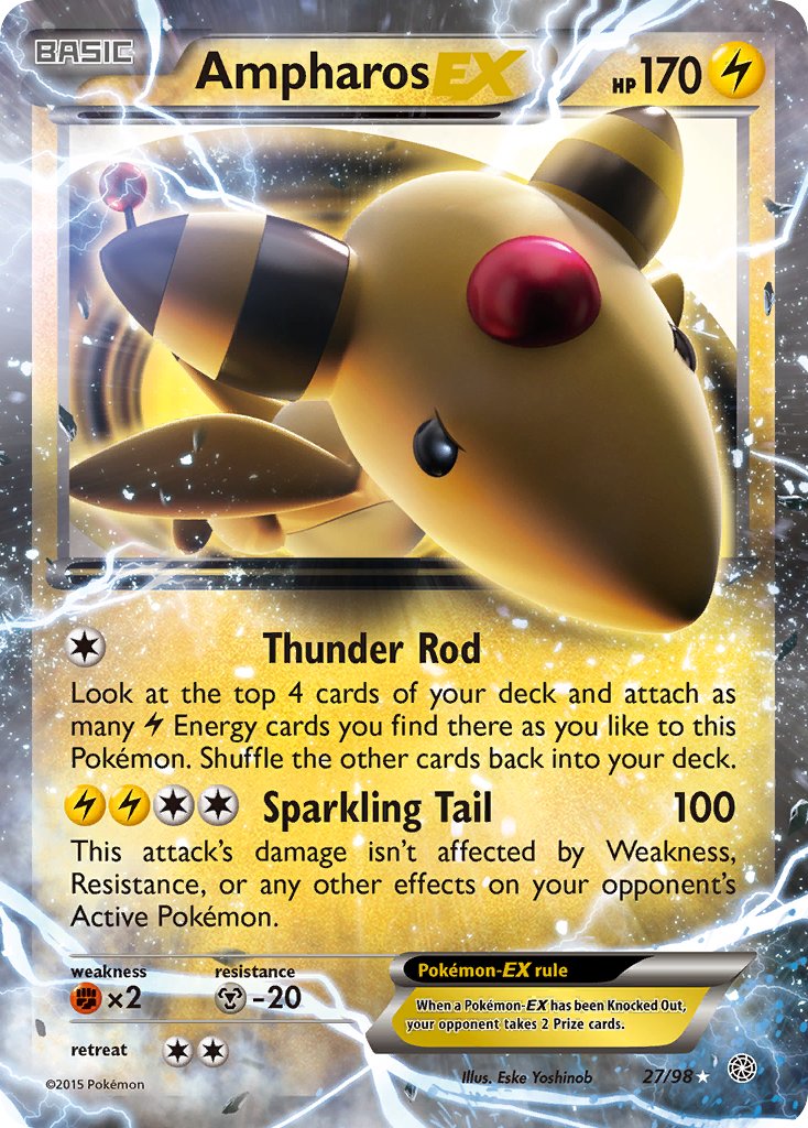 Ampharos | EX | XY | XY7-027 | Rare | Holo | EX | New | Mint