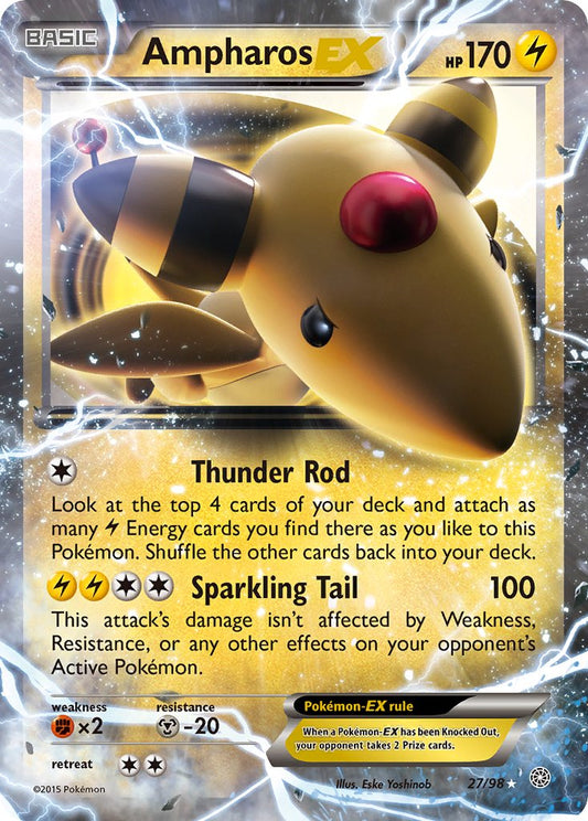 Ampharos | EX | XY | XY7-027 | Rare | Holo | EX | New | Mint