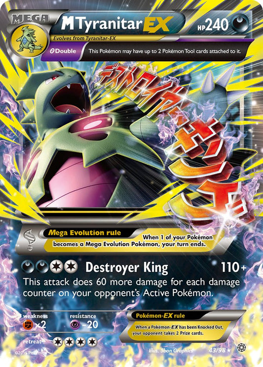 M | Tyranitar | EX | XY | XY7-043 | Rare | Holo | EX | New | Mint