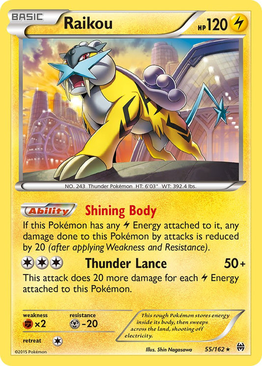 Raikou | BKT | XY | 55/162 | New Mint | Rare Holo