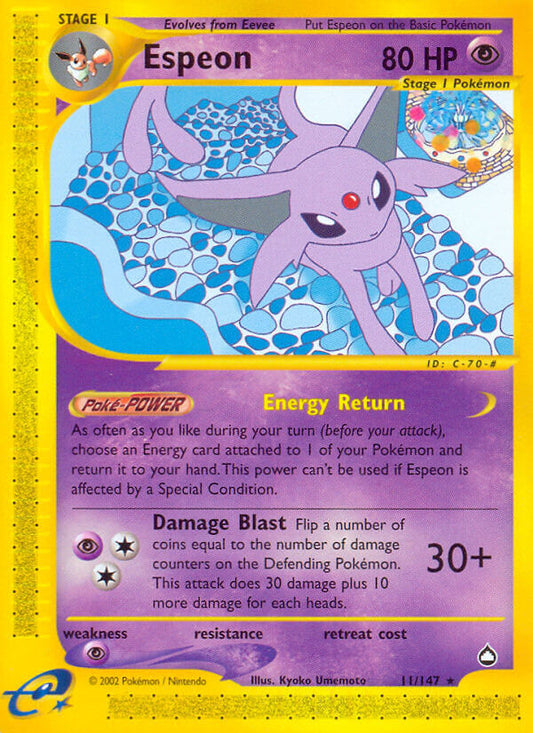 Espeon | Aquapolis | E-Card | 11/147 | New Mint | Rare