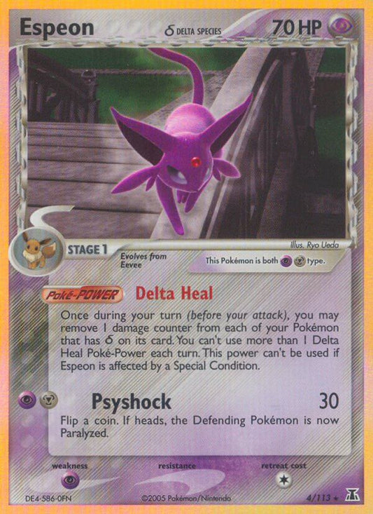 Espeon | Delta Species | EX | 4/113 | New Mint | Rare Holo