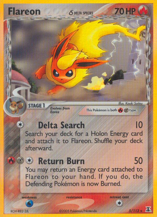Flareon | Delta Species | EX | 5/113 | New Mint | Rare Holo