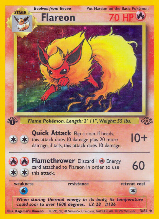 Flareon | Jungle | Classic | 3/64 | New Mint | Rare Holo
