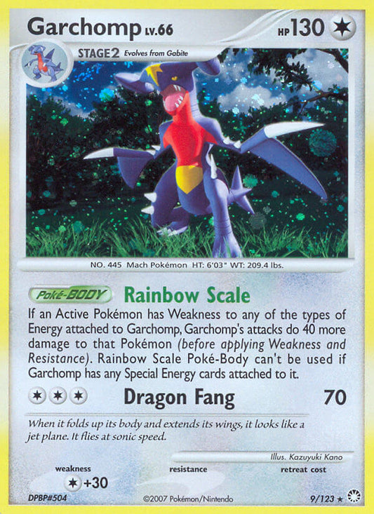 Garchomp | Mysterious Treasures | Diamond & Pearl | 9/123 | New Mint | Rare Holo