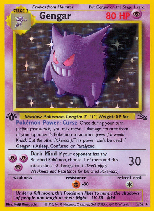 Gengar | Fossil | Classic | 5/62 | New Mint | Rare Holo