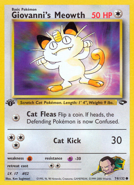 Giovanni’s Meowth | Gym Challenge | Gym | 74/132 | New Mint | Common