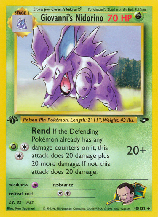 Giovanni’s Nidorino | Gym Challenge | Gym | 45/132 | New Mint | Uncommon