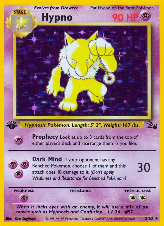 Hypno | Fossil | Classic | 8/62 | New Mint | Rare Holo
