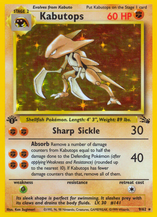 Kabutops | Fossil | Classic | 9/62 | New Mint | Rare Holo