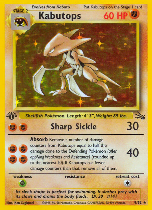 Kabutops | Fossil | Classic | 9/62 | New Mint | Rare Holo