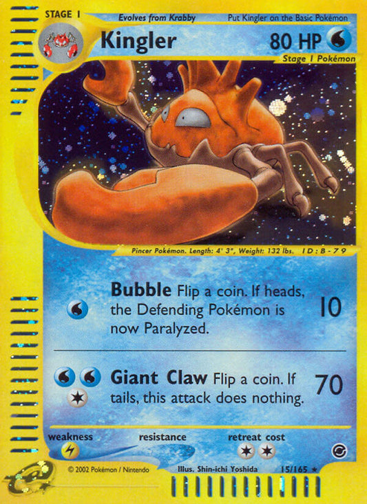 Kingler | Expedition | E-Card | 15/165 | New Mint | Rare Holo
