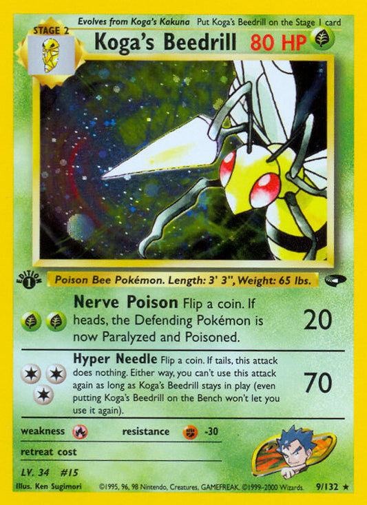 Koga’s Beedrill | Gym Challenge | Gym | 9/132 | New Mint | Rare Holo