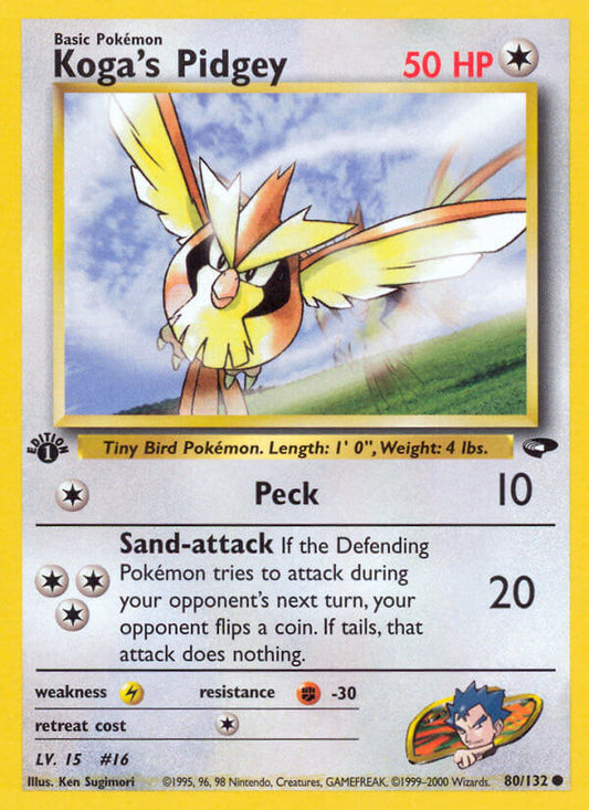 Koga’s Pidgey | Gym Challenge | Gym | 80/132 | New Mint | Common