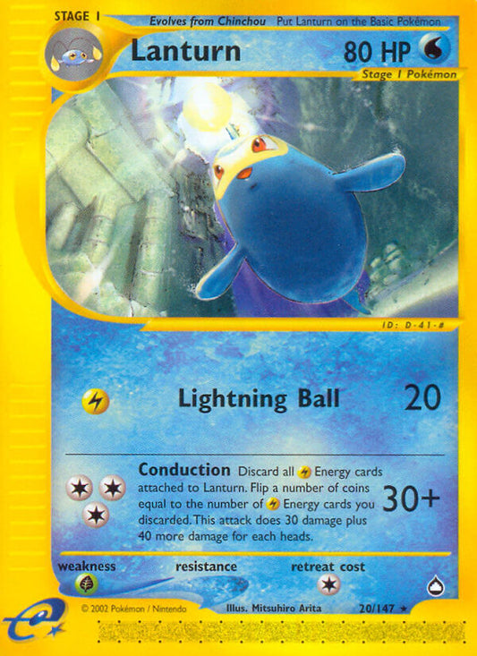 Lanturn | Aquapolis | E-Card | 20/147 | New Mint | Rare