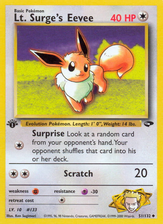 Lt. Surge’s Eevee | Gym Challenge | Gym | 51/132 | New Mint | Uncommon