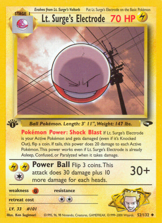 Lt. Surge’s Electrode | Gym Challenge | Gym | 52/132 | New Mint | Uncommon