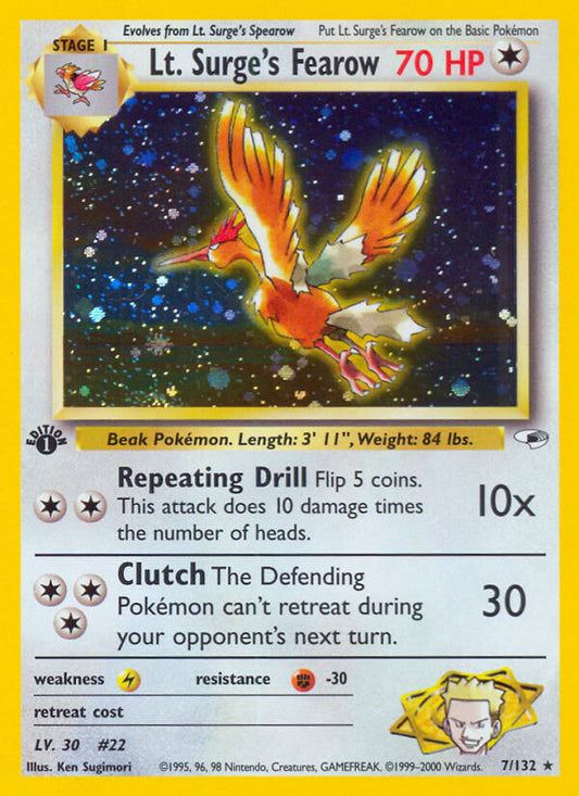 Lt. Surge’s Fearow | Gym Heroes | Gym | 7/132 | New Mint | Rare Holo