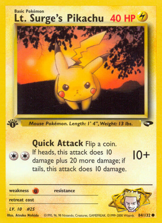 Lt. Surge’s Pikachu | Gym Challenge | Gym | 84/132 | New Mint | Common