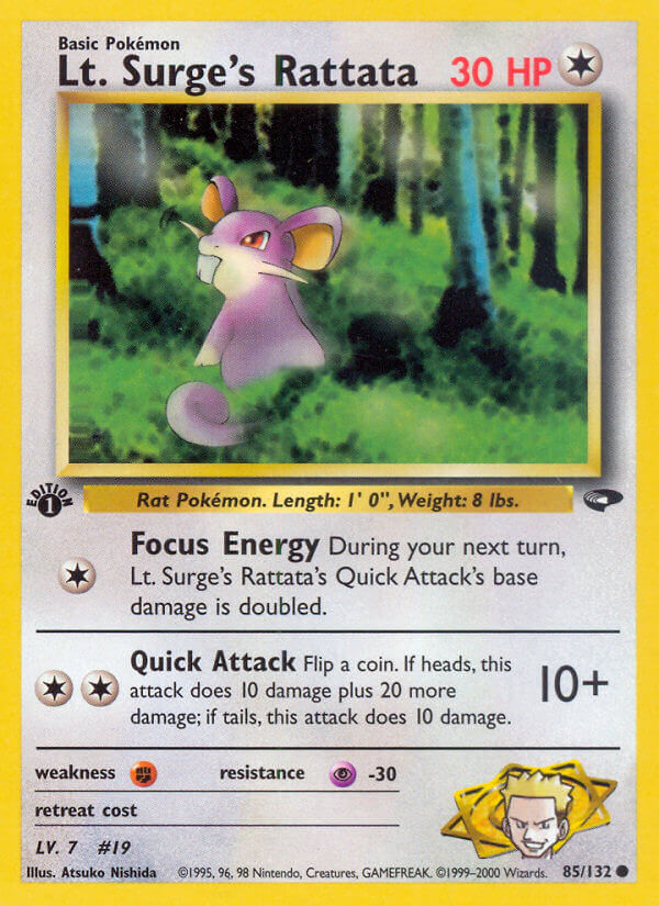 Lt. Surge’s Rattata | Gym Challenge | Gym | 85/132 | New Mint | Common