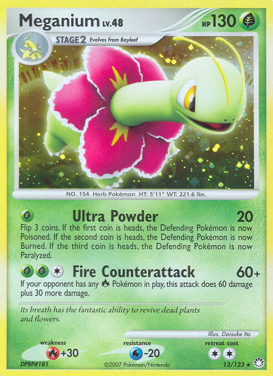 Meganium | Mysterious Treasures | Diamond & Pearl | 13/123 | New Mint | Rare Holo
