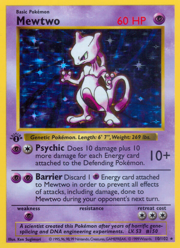 Mewtwo | Base Set | Classic | 10/102 | New Mint | Rare Holo