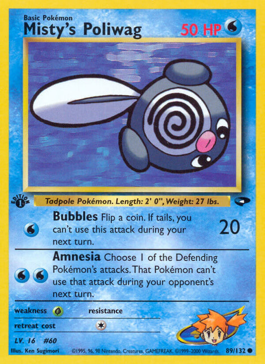 Misty’s Poliwag | Gym Challenge | Gym | 89/132 | New Mint | Common