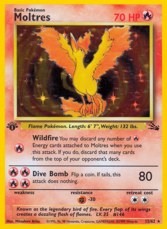 Moltres | Fossil | Classic | 12/62 | New Mint | Rare Holo