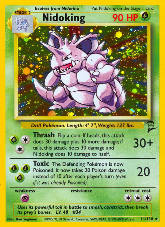 Nidoking | Base Set 2 | Classic | 11/130 | New Mint | Rare Holo