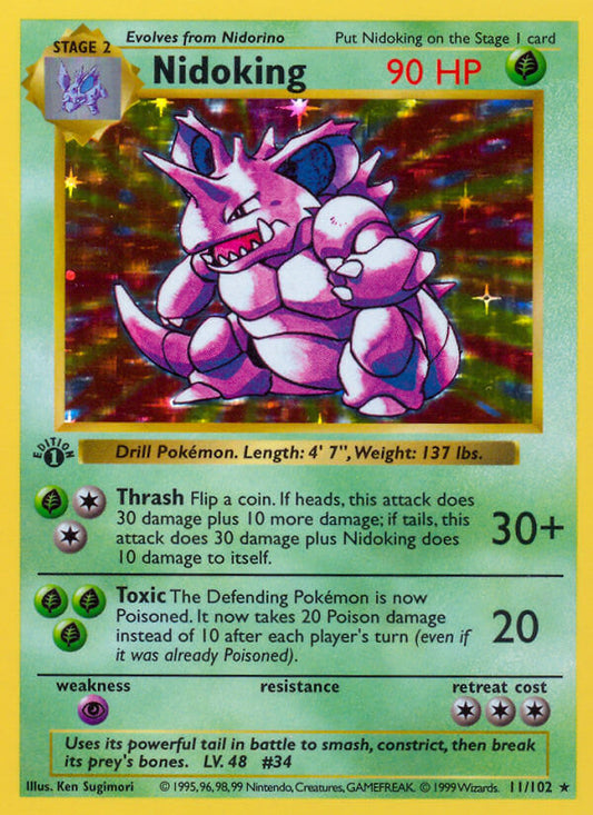 Nidoking | Base Set | Classic | 11/102 | New Mint | Rare Holo