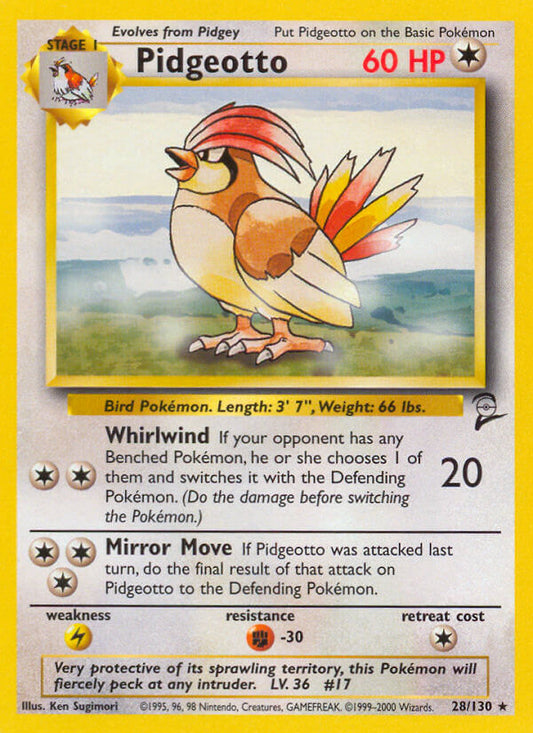 Pidgeotto | Base Set 2 | Classic | 28/130 | New Mint | Rare