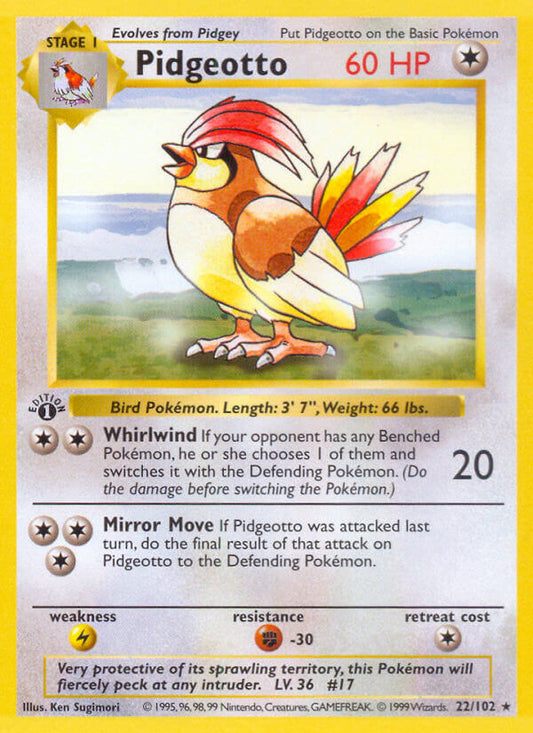 Pidgeotto | Base Set | Classic | 22/102 | New Mint | Rare