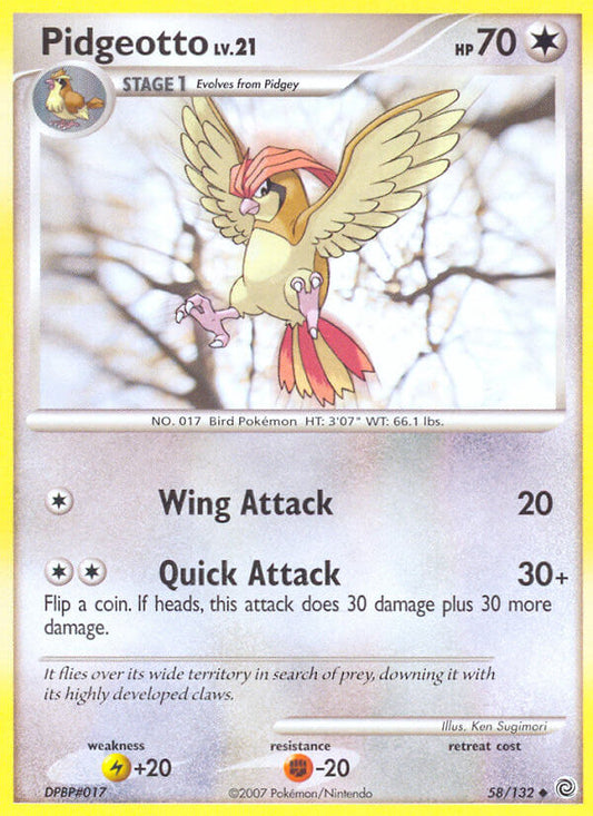 Pidgeotto | Secret Wonders | Diamond & Pearl | 58/132 | New Mint | Uncommon
