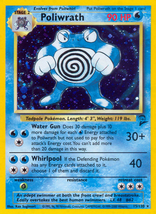 Poliwrath | Base Set 2 | Classic | 15/130 | New Mint | Rare Holo