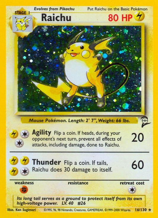 Raichu | Base Set 2 | Classic | 16/130 | New Mint | Rare Holo